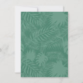 Elegantes tropisches Blätter Wasserfarbenes Brautp Einladung (Rückseite)