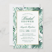 Elegantes tropisches Blätter Wasserfarbenes Brautp Einladung (Vorderseite)