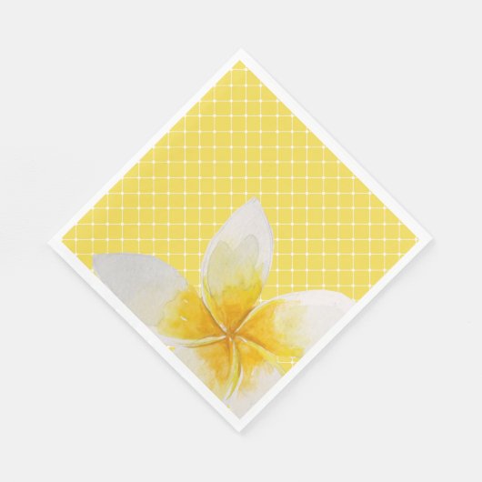 Elegantes tropisches Blume & Trellis Muster | Gelb Serviette (Ecke)