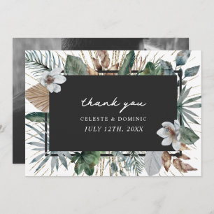 Elegantes tropisches botanisches Hochzeitssemble F Dankeskarte