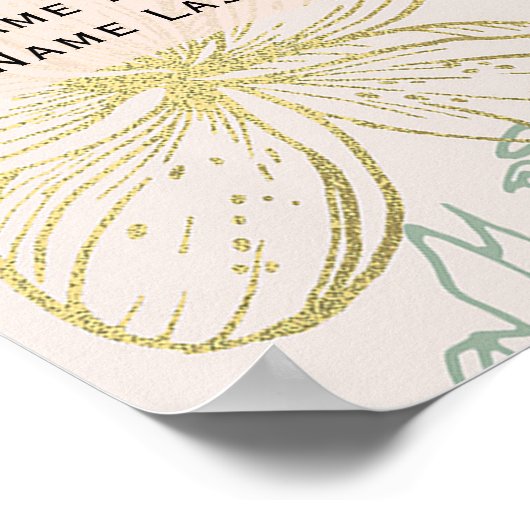 Elegantes tropisches botanisches Sitzdiagramm Poster (Ecke)