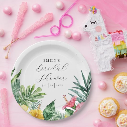 Elegantes tropisches Brautparty Pappteller (Party)