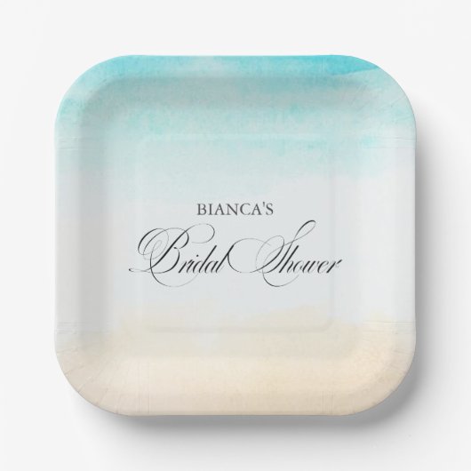 Elegantes tropisches Brautparty Pappteller (Vorderseite)