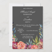 Elegantes Tropisches Burgund & Blush Gray Wedding Einladung (Vorderseite)