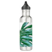 Elegantes tropisches Dschungelblatt aus Palmblätte Edelstahlflasche (Rechts)