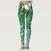 Elegantes tropisches Dschungelblatt aus Palmblätte Leggings (Vorderseite)