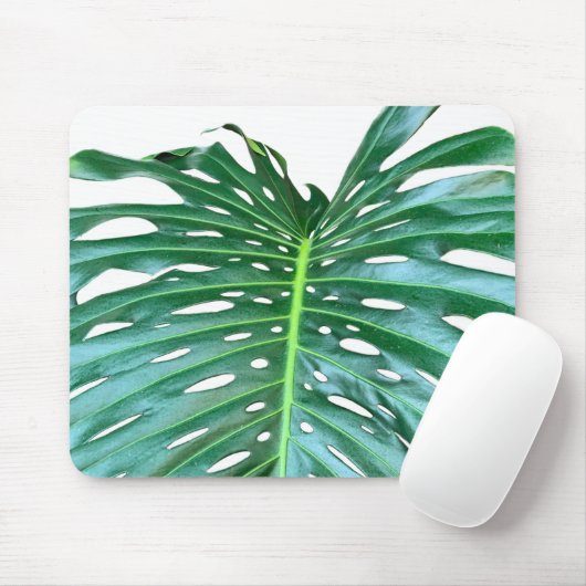 Elegantes tropisches Dschungelblatt aus Palmblätte Mousepad (Mit Mouse)