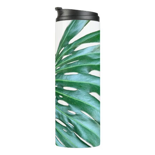 Elegantes tropisches Dschungelblatt aus Palmblätte Thermosbecher (Nach rechts gedreht)