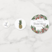 Elegantes Tropisches Flamingo & Hibiskus Brautpart Konfetti (Vorderseiten)