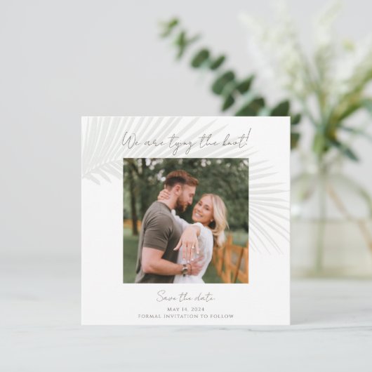 Elegantes tropisches Foto Ankündigung Datum freiha (Stehend Vorderseite)