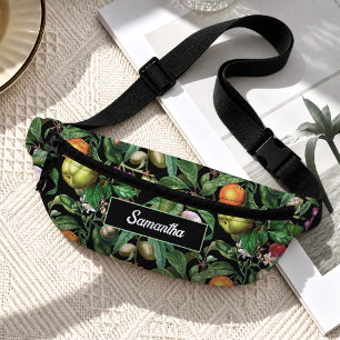 Elegantes tropisches Früchte-schwarzes Muster Mono Bauchtasche