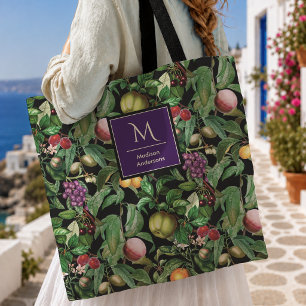 Elegantes tropisches Früchte-schwarzes Muster-Mono Tasche