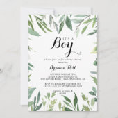 Elegantes tropisches Grün, eine Baby-Dusche Einladung (Vorderseite)