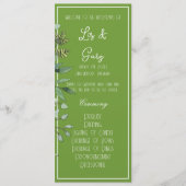 Elegantes tropisches grünes Hochzeitsprogramm Programm (Vorderseite)