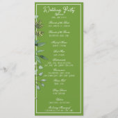 Elegantes tropisches grünes Hochzeitsprogramm Programm (Rückseite)