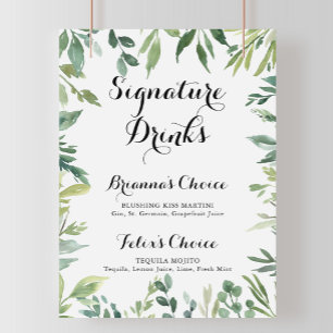 Elegantes tropisches grünes Signature-Drinks-Schil Poster
