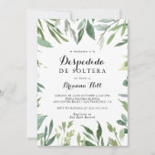 Elegantes tropisches grünes Spanisches Brautparty Einladung (Vorderseite)