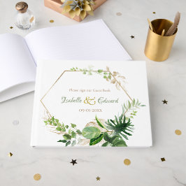 Elegantes tropisches grünes Wasserbad Monstera Blä Gästebuch