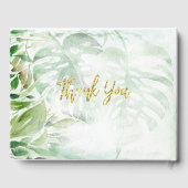 Elegantes tropisches grünes Wasserbad Monstera Blä Gästebuch (Rückseite)