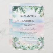 Elegantes tropisches Hochzeitwasser Einladung (Vorne/Hinten)