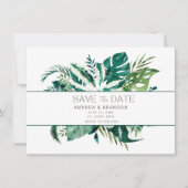 Elegantes tropisches Leaf-Foto Hochzeit retten das Save The Date (Vorderseite)