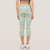 Elegantes tropisches Palm-Blätter Minze Design Capri Leggings (Rückseite)
