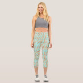 Elegantes tropisches Palm-Blätter Minze Design Capri Leggings (Vorderseite)
