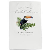 Elegantes tropisches Regenwald Toucan Brautparty Mittlere Geschenktüte (Vorderseite)