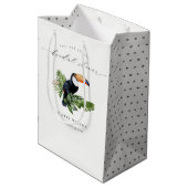 Elegantes tropisches Regenwald Toucan Brautparty Mittlere Geschenktüte (Rückseite Schrägansicht)