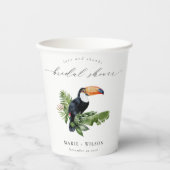 Elegantes tropisches Regenwald Toucan Brautparty Pappbecher (Vorderseite)
