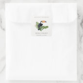 Elegantes tropisches Regenwald Toucan Brautparty Quadratischer Aufkleber (Tasche)