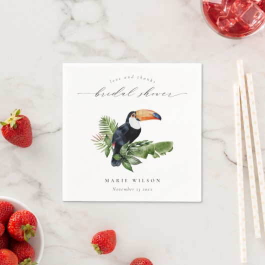 Elegantes tropisches Regenwald Toucan Brautparty Serviette (Beispiel)