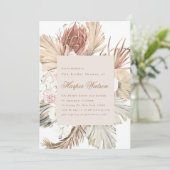 Elegantes tropisches romantisches Brautparty Pampa Einladung (Stehend Vorderseite)
