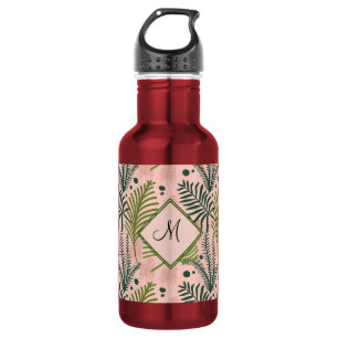 Elegantes tropisches rosa florales botanisches Mon Edelstahlflasche
