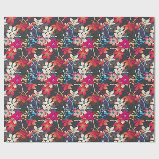 Elegantes tropisches rosa Orangefarbenes Blume-Mus Geschenkpapier (Flach)