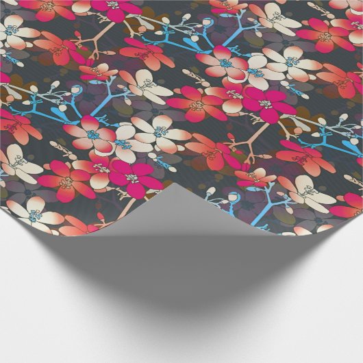 Elegantes tropisches rosa Orangefarbenes Blume-Mus Geschenkpapier (Ecke)