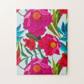 Elegantes tropisches Rosa und rote Blume Puzzle (Vertikal)