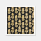 Elegantes tropisches Schwarz-Gold Ananas Muster Serviette (Vorderseite)
