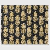 Elegantes tropisches Schwarz-und Goldananas-Muster Geschenkpapier (Flach)