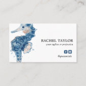 Elegantes tropisches Seepferd rosa blaue Küste Visitenkarte (Vorderseite)