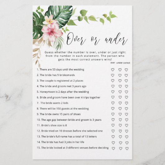 Elegantes tropisches Spiel über oder unter dem Bra (Vorderseite)