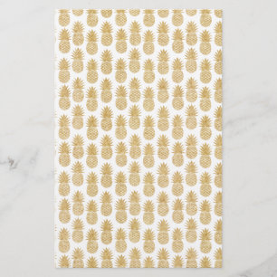 Elegantes tropisches weißes Goldananas-Muster Briefpapier