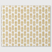 Elegantes tropisches weißes Goldananas-Muster Geschenkpapier (Flach)