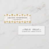 Elegantes tropisches weißes Goldananas-Muster Mini Visitenkarte (Vorne/Hinten)