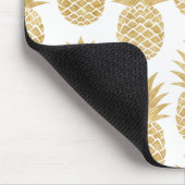 Elegantes tropisches weißes Goldananas-Muster Mousepad (Ecke)