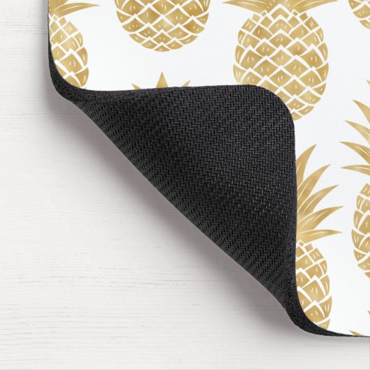 Elegantes tropisches weißes Goldananas-Muster Mousepad (Ecke)