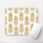 Elegantes tropisches weißes Goldananas-Muster Mousepad (Mit Mouse)