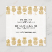 Elegantes tropisches weißes Goldananas-Muster Quadratische Visitenkarte (Rückseite)