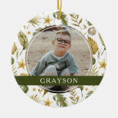 Elegantes tropisches zweiseitiges 2-Foto Keramik Ornament (Vorne)