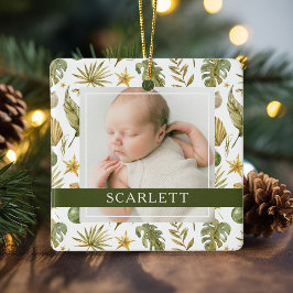 Elegantes tropisches zweiseitiges 2-Foto Keramikornament